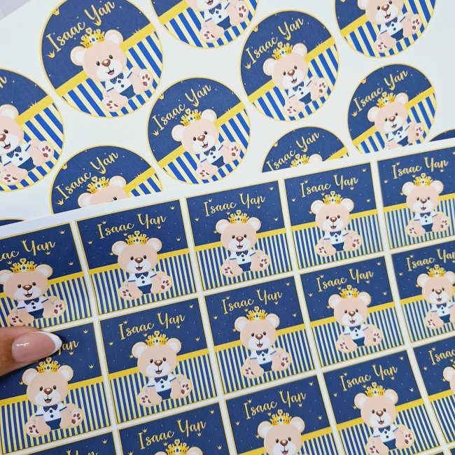 Adesivos Personalizados URSINHO PRINCIPE - Tamanho 5x5 - Papel adesivo (Folha com Recorte)