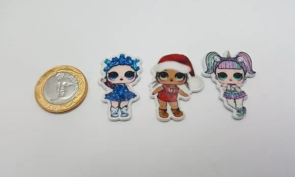 Kit Apliques das Bonecas Lol em Acrílico- 5 Unidades