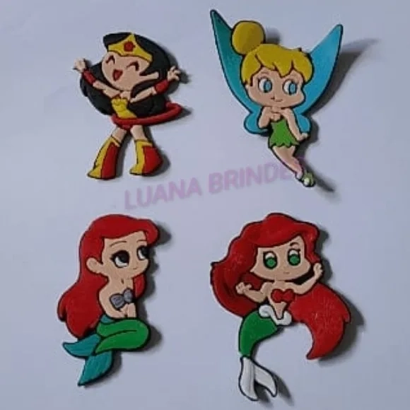 Aplique Princesas e Super Heroína Emborrachado-pct C/8 Und