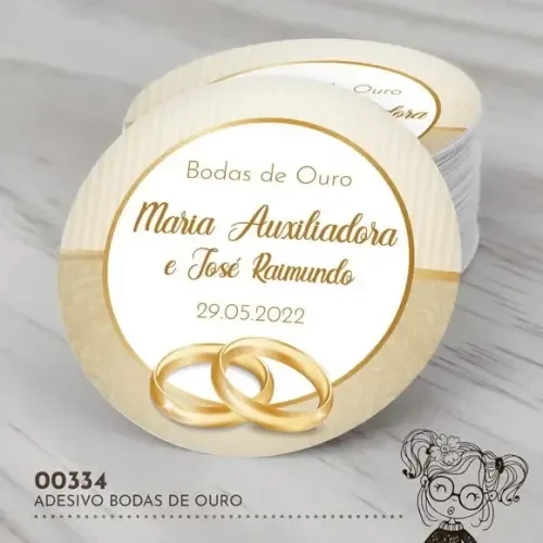 Adesivo Redondo Bodas de Ouro - 00334