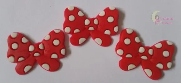 Aplique Laço Vermelho de Borracha - Pct C/6 Unid