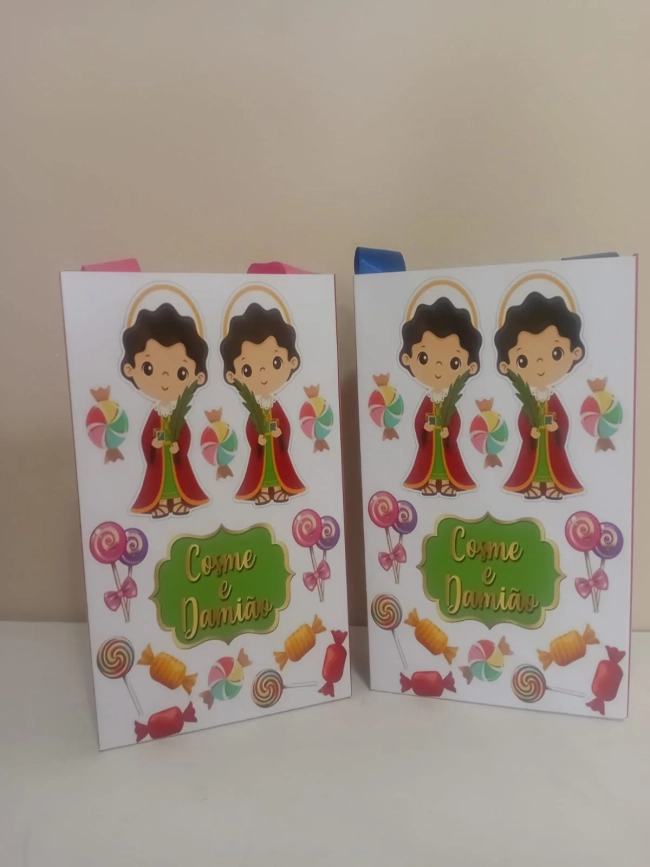 Sacolinhas Personalizadas Cosme e Damião para Lembrancinhas