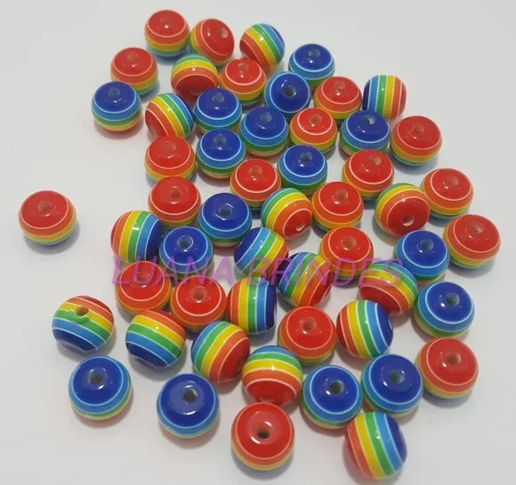 Bolinha Acrilica Arco Íris - 10mm - pct c/100 unidades