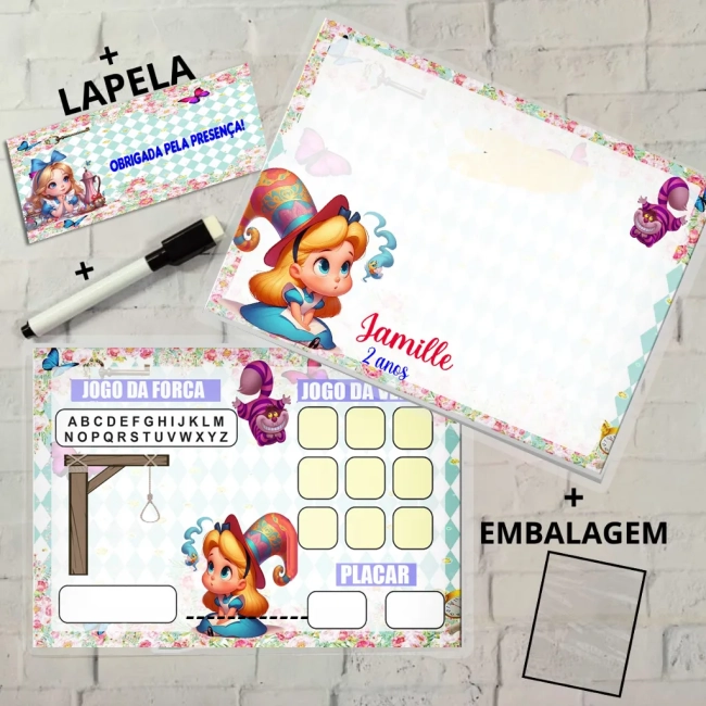 Lousa Magica Personalizada para lembrancinhas da Alice no Pais das Maravilhas