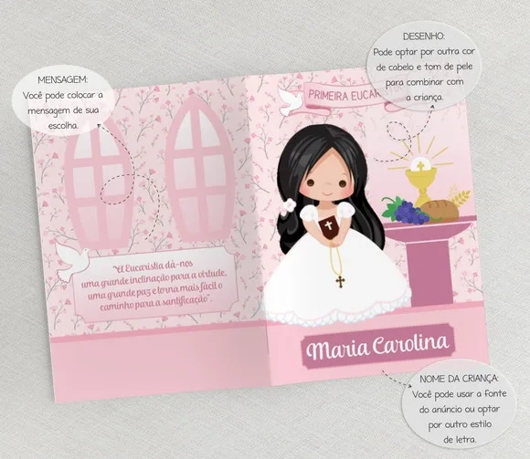 Lembrancinha Eucaristia - Livro De Orações - Cálice Rosa