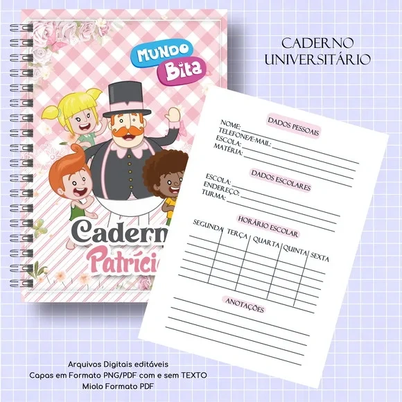 Caderno ou Agenda Personalizada Bita Rosa