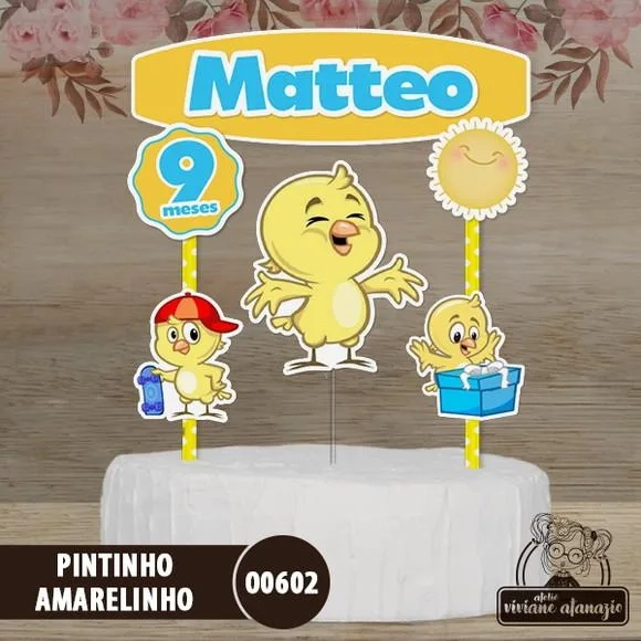 Topo de Bolo Pintinho Amarelinho - 00602