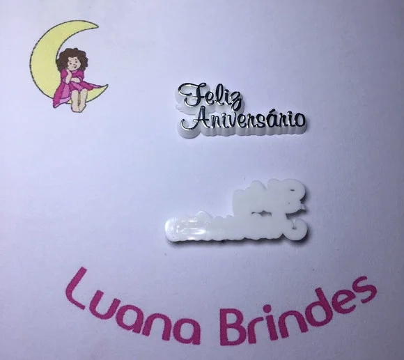 Plaquinhas feliz Aniversário Acrílico Injetado Pct C/10und