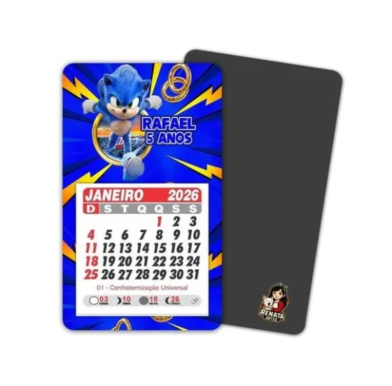 Imã de Geladeira com Calendário Sonic