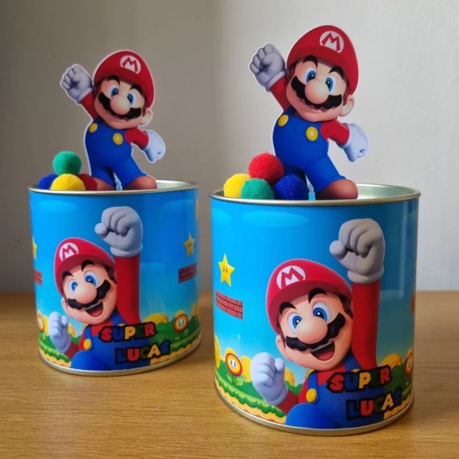 Centro de mesa Mario Bros tubolata 9x9 com aplique 3D