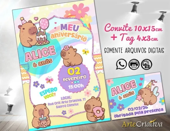 Convite Digital C/tag Capivara 2