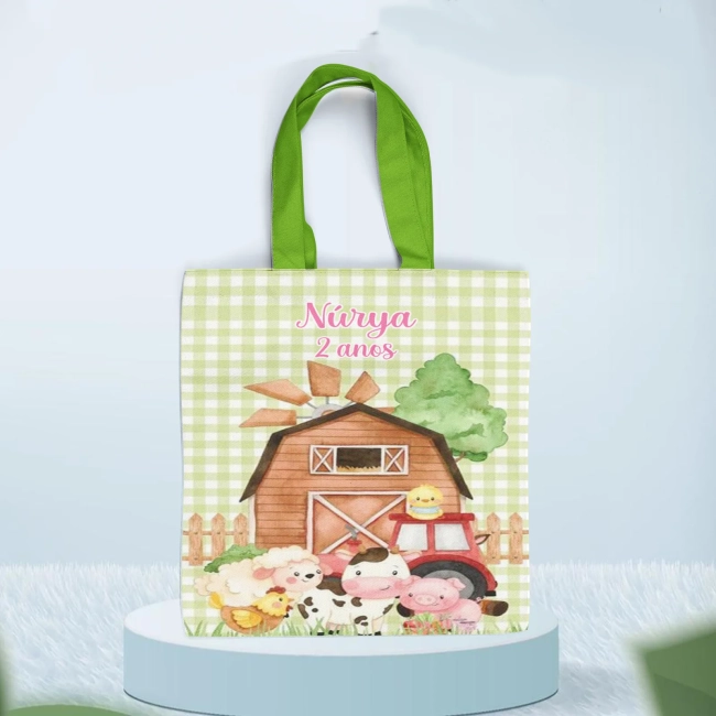 Sacolinha Ecobag Personalizada da Fazendinha