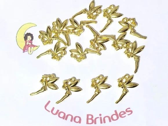Pingente Fada Sininho Dourado ou Prateada Abs- 50 Unidades