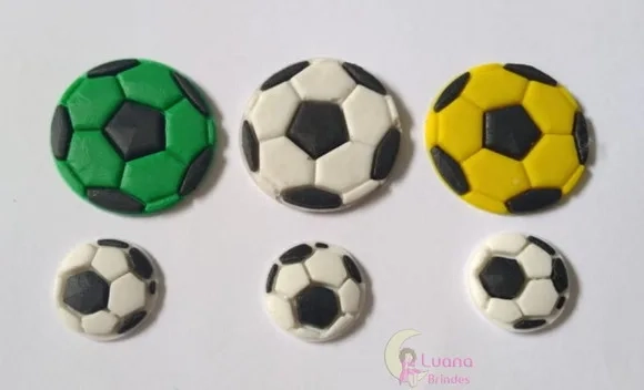 Aplique Bola de Futebol Colorida de Borracha Pct 9 Unidades