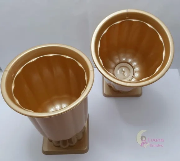 Vaso Grego Dourado de Plástico - 19cm - pct c/ o Par.