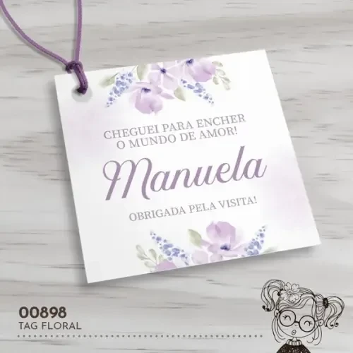Tag Quadrada Floral - 00898