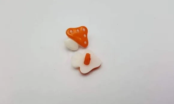 Aplique Botão de Cogumelo Laranja de 1,5cm - 20 unidades