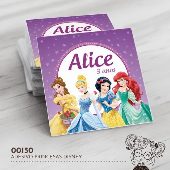 Adesivo Quadrado Princesas Disney - 00150