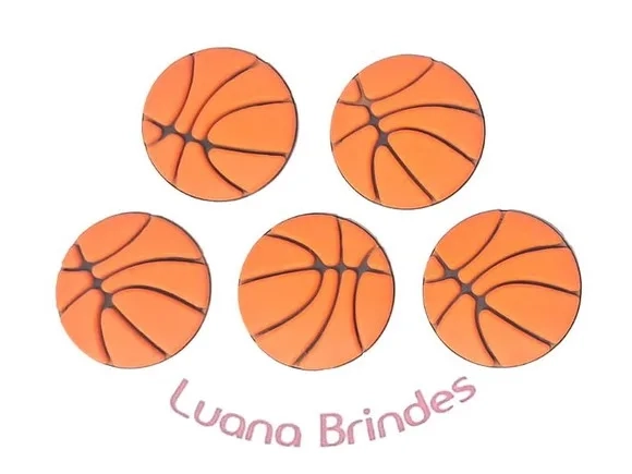 Aplique Bola de Basquete Emborrachado Pacote com 6 Unidades