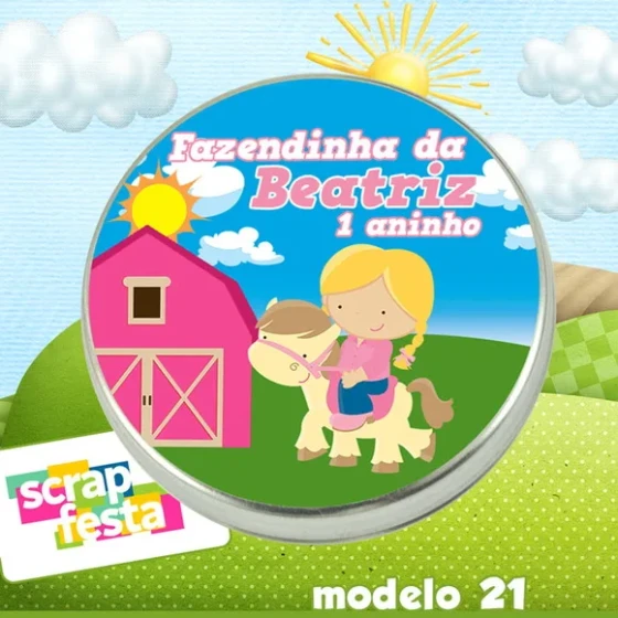 Latinhas Personalizadas Festa Fazendinha Menina Rosa