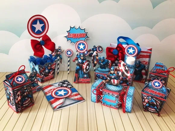 Kit 60 Lembrancinhas Capitão América