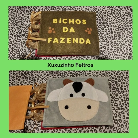 Livro sensorial de feltro Bichos da Fazenda