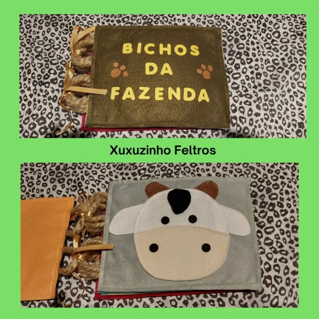 Livro sensorial de feltro Bichos da Fazenda