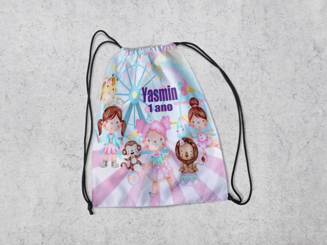 Mochilinha Personalizada Circo Rosa