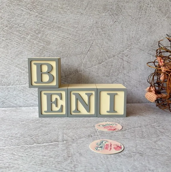 Nome com Moldura Cubos 6x6 Decoração Bebê e Criança