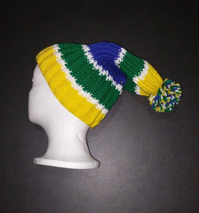 Touca Gorro verde azul e amarelo