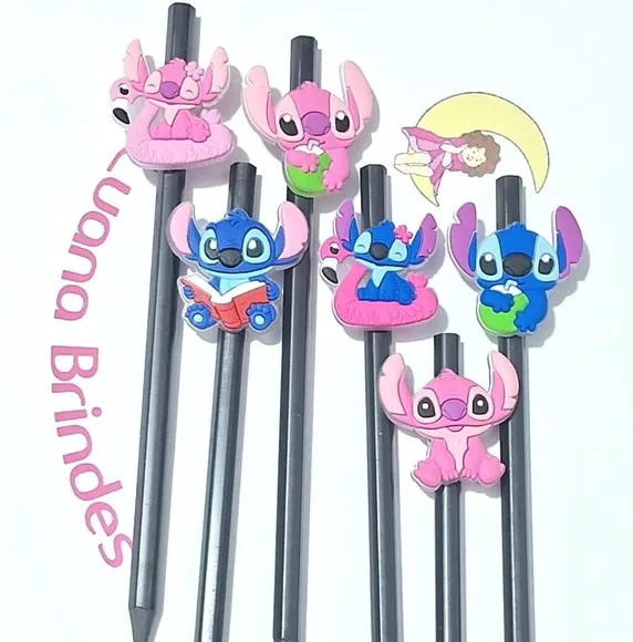 Lápis com Ponteira Stitch e Angel Pacote com 6 Unidades