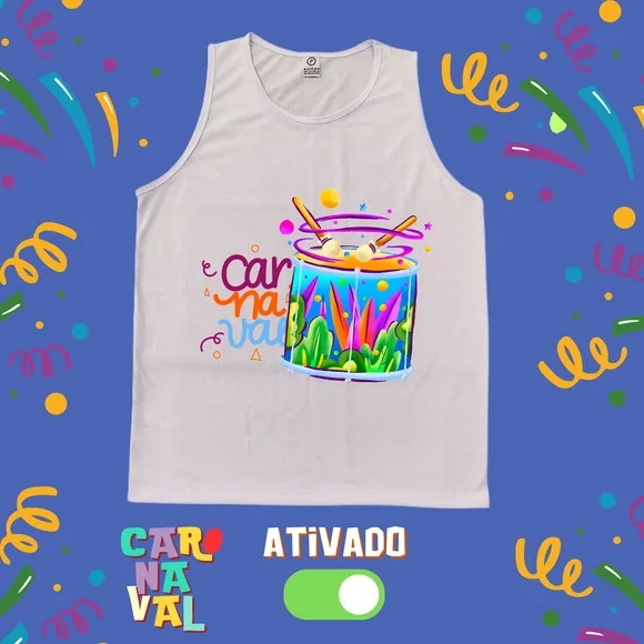 Regata Masculina Carnaval Tambor e Cores Folia