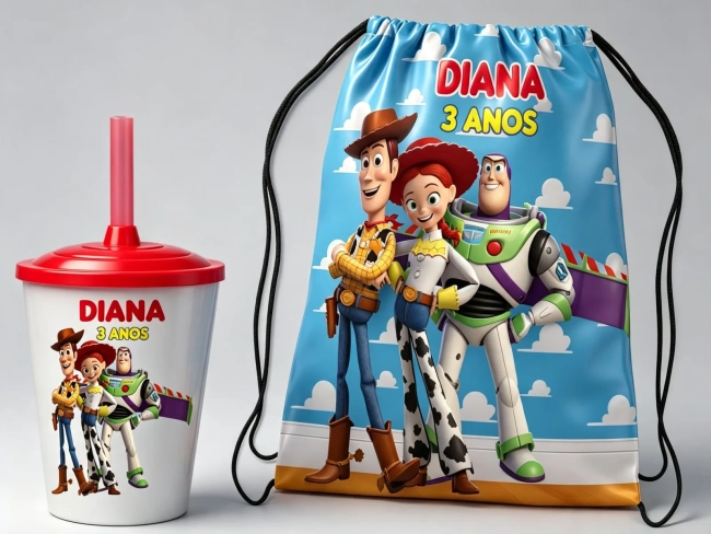 Kit Mochila e Copo Twister personalizado do Toy Story