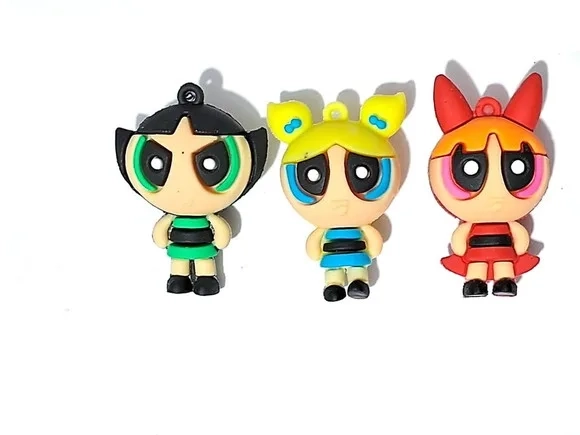 Pingente Meninas Super Poderosas 5cm Pacote com 3 Unidades