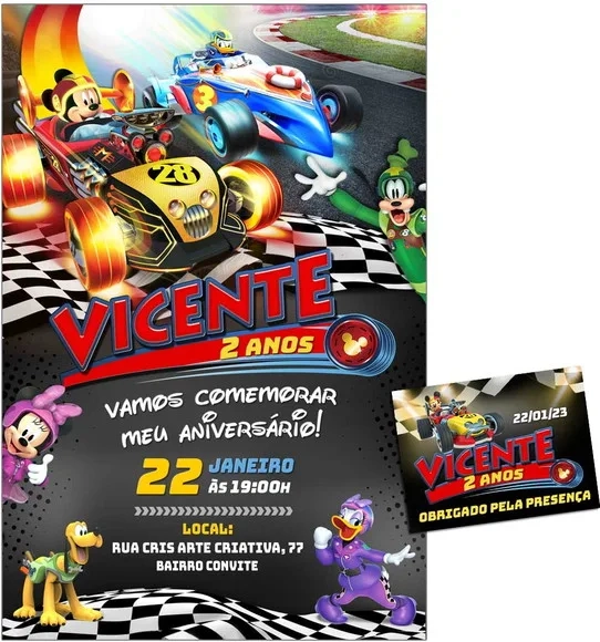 Convite Digital C/tag Mickey Race 2