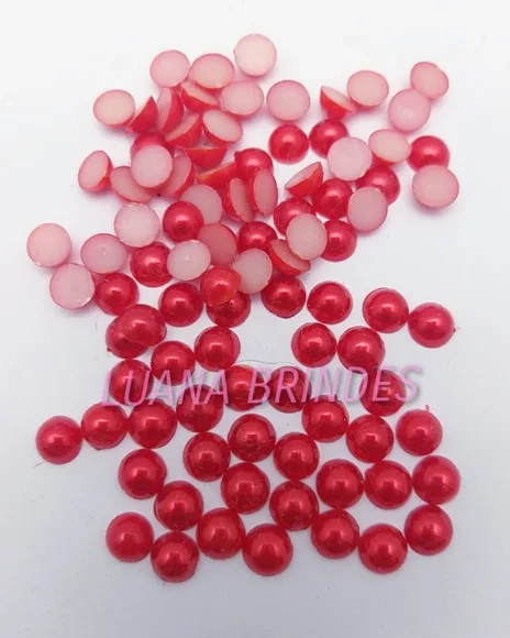 Meia Pérola Vermelha Lisa - 6mm - pct c/ 200 unidades