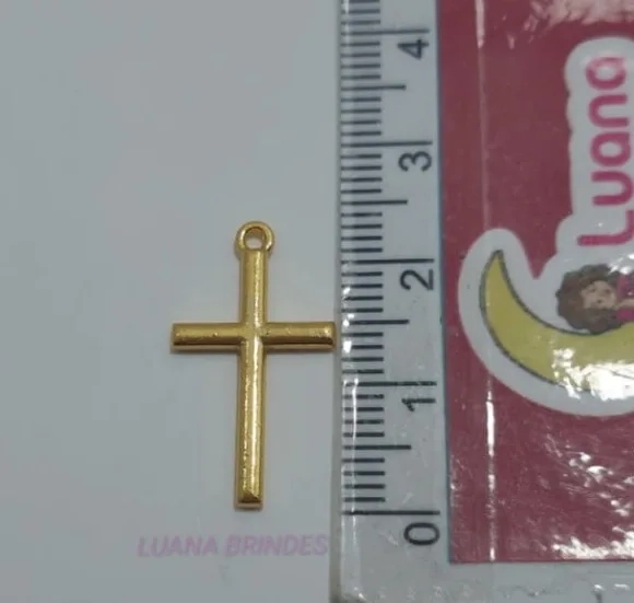 Pingente Cruz De Metal Dourado - Pct 12 Unid