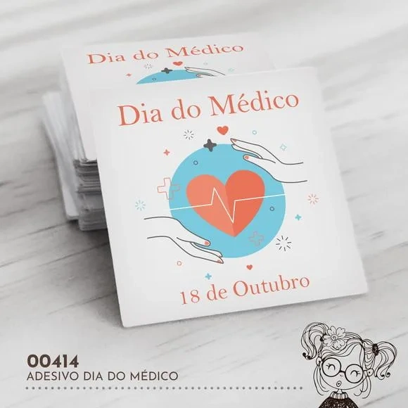 Adesivo Quadrado Dia do Médico - 00414