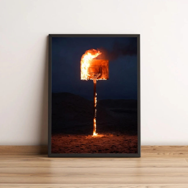 Quadro com Arte de Basquete em Chamas 146