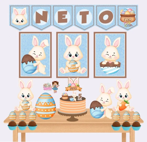 Kit Festa Só Um Bolinho PÁSCOA - Decoração de Festa