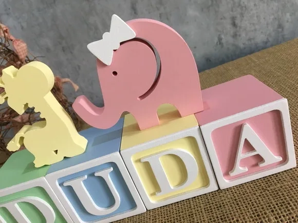 Candy Colors - Cubos 6x6cm Ts Elefantinho e Girafa