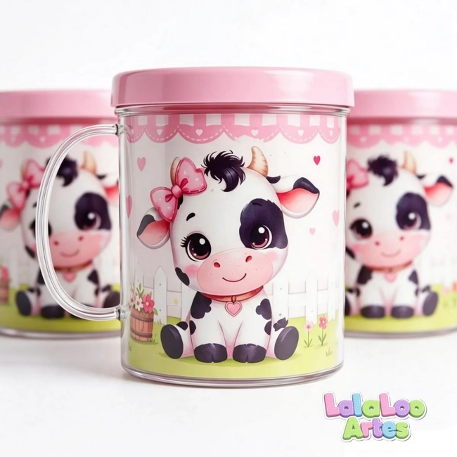Caneca Vaquinha Rosa Personalizada