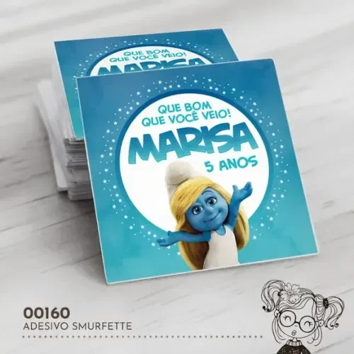 Adesivo Quadrado Smurfette - 00160