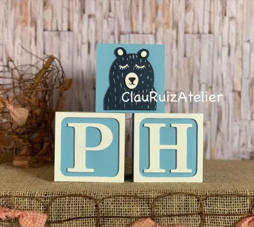 Urso Escandinavo - Cubos 10x10cm Ts Decoração Bebê
