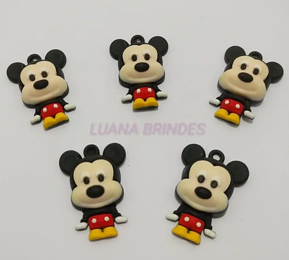 Pingente Emborrachado Mickey e Minnie - pct c/6 unidades