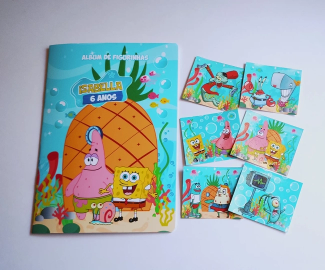 Bob Esponja Álbum de Figurinhas + Desenhos para Colorir + Atividades
