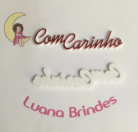 Plaquinhas com Carinho de Acrílico Injetado Pct C/5 Und