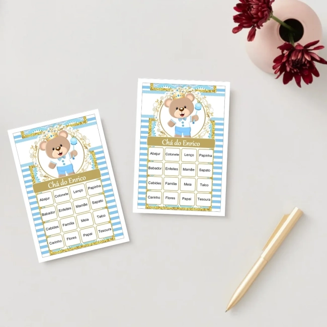 Bingo Chá de Bebê Menino Pdf Para Imprimir