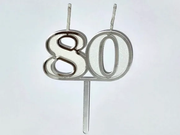 Velas 80 Anos Prata Acrílico Pavio Magico 1 Peça