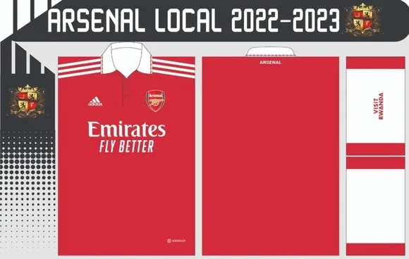 Vetor Camisa Do Arsenal Local 2022-2023